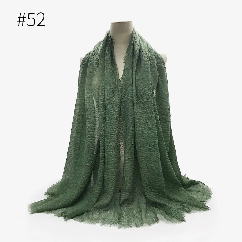 Soft Cotton Scarf with Fringes for Women – Solid Hijab, Stylish Pashmina Wrap, Popular Muffler Shawl for Everyday Wear.