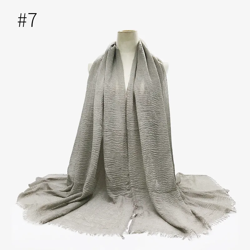 Soft Cotton Scarf with Fringes for Women – Solid Hijab, Stylish Pashmina Wrap, Popular Muffler Shawl for Everyday Wear.