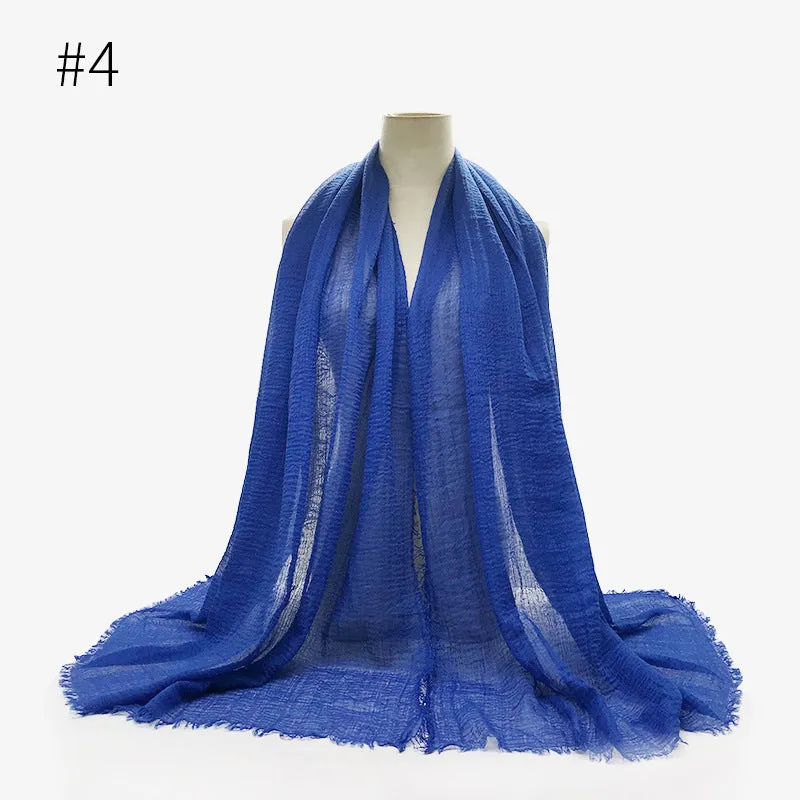 Soft Cotton Scarf with Fringes for Women – Solid Hijab, Stylish Pashmina Wrap, Popular Muffler Shawl for Everyday Wear.