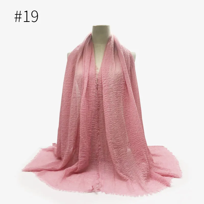 Soft Cotton Scarf with Fringes for Women – Solid Hijab, Stylish Pashmina Wrap, Popular Muffler Shawl for Everyday Wear.