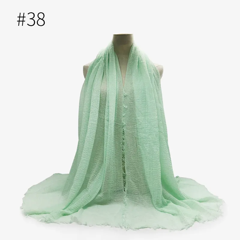 Soft Cotton Scarf with Fringes for Women – Solid Hijab, Stylish Pashmina Wrap, Popular Muffler Shawl for Everyday Wear.