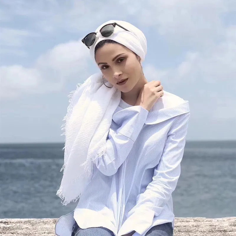 Soft Cotton Scarf with Fringes for Women – Solid Hijab, Stylish Pashmina Wrap, Popular Muffler Shawl for Everyday Wear.