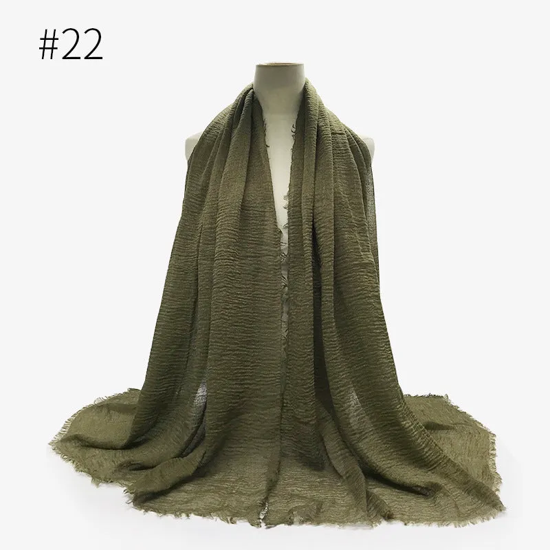 Soft Cotton Scarf with Fringes for Women – Solid Hijab, Stylish Pashmina Wrap, Popular Muffler Shawl for Everyday Wear.