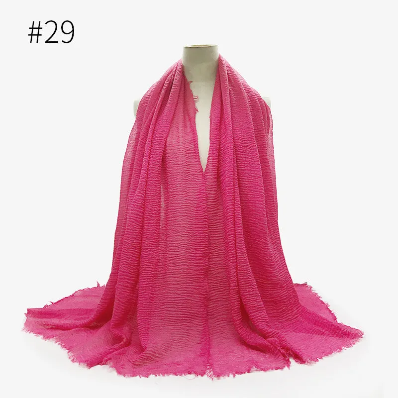 Soft Cotton Scarf with Fringes for Women – Solid Hijab, Stylish Pashmina Wrap, Popular Muffler Shawl for Everyday Wear.