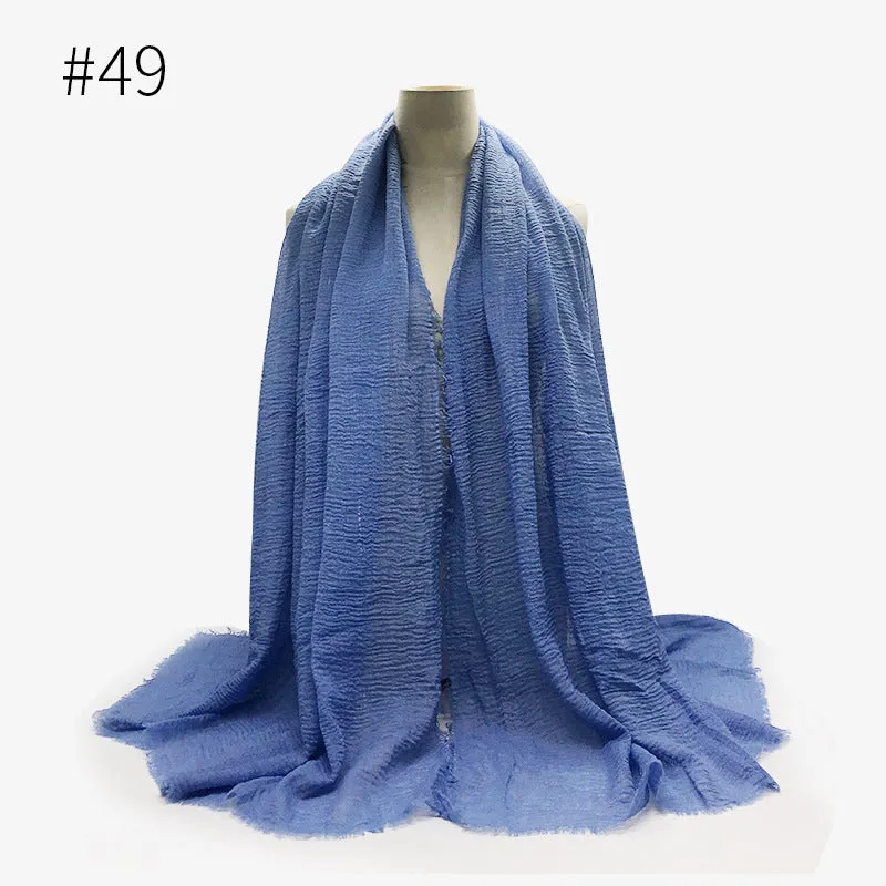 Soft Cotton Scarf with Fringes for Women – Solid Hijab, Stylish Pashmina Wrap, Popular Muffler Shawl for Everyday Wear.