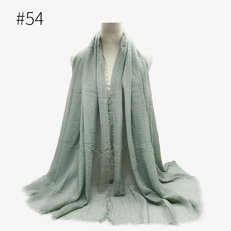 Soft Cotton Scarf with Fringes for Women – Solid Hijab, Stylish Pashmina Wrap, Popular Muffler Shawl for Everyday Wear.