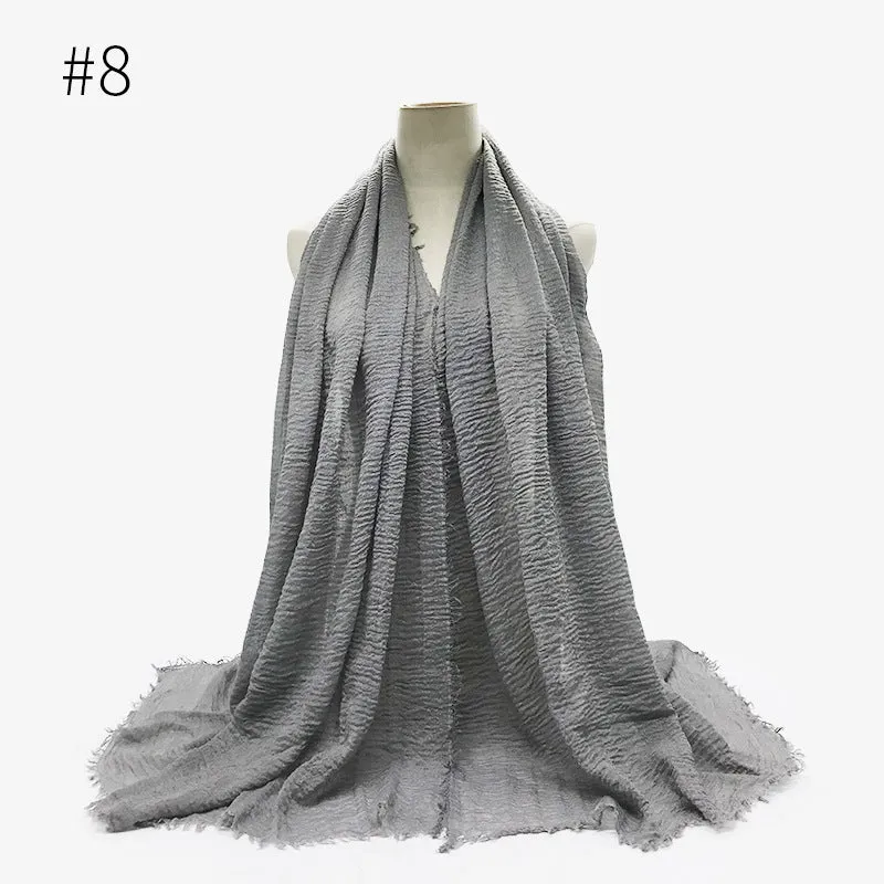 Soft Cotton Scarf with Fringes for Women – Solid Hijab, Stylish Pashmina Wrap, Popular Muffler Shawl for Everyday Wear.
