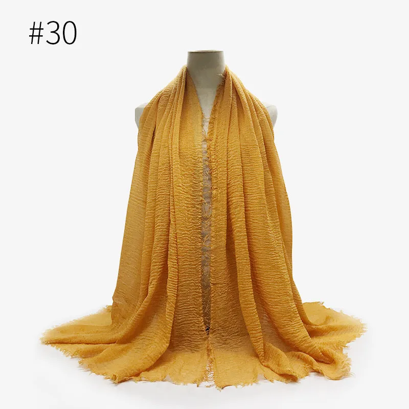 Soft Cotton Scarf with Fringes for Women – Solid Hijab, Stylish Pashmina Wrap, Popular Muffler Shawl for Everyday Wear.