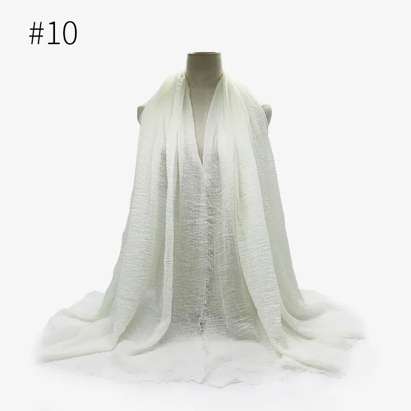 Soft Cotton Scarf with Fringes for Women – Solid Hijab, Stylish Pashmina Wrap, Popular Muffler Shawl for Everyday Wear.