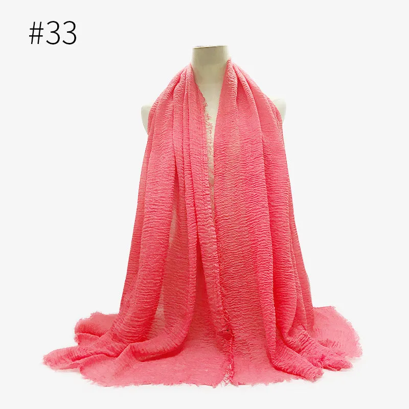 Soft Cotton Scarf with Fringes for Women – Solid Hijab, Stylish Pashmina Wrap, Popular Muffler Shawl for Everyday Wear.