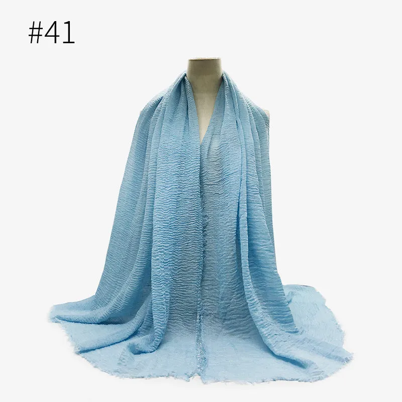 Soft Cotton Scarf with Fringes for Women – Solid Hijab, Stylish Pashmina Wrap, Popular Muffler Shawl for Everyday Wear.
