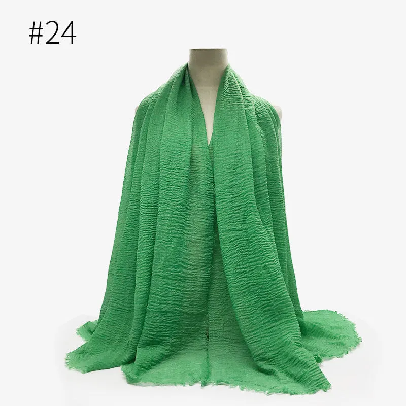 Soft Cotton Scarf with Fringes for Women – Solid Hijab, Stylish Pashmina Wrap, Popular Muffler Shawl for Everyday Wear.