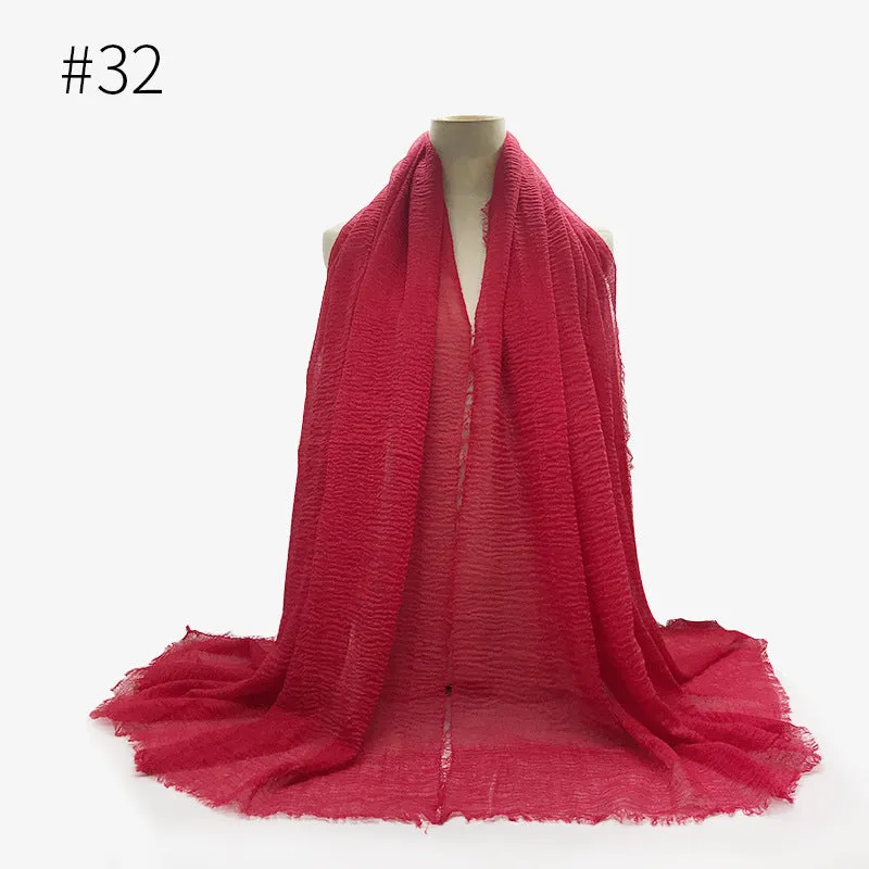 Soft Cotton Scarf with Fringes for Women – Solid Hijab, Stylish Pashmina Wrap, Popular Muffler Shawl for Everyday Wear.