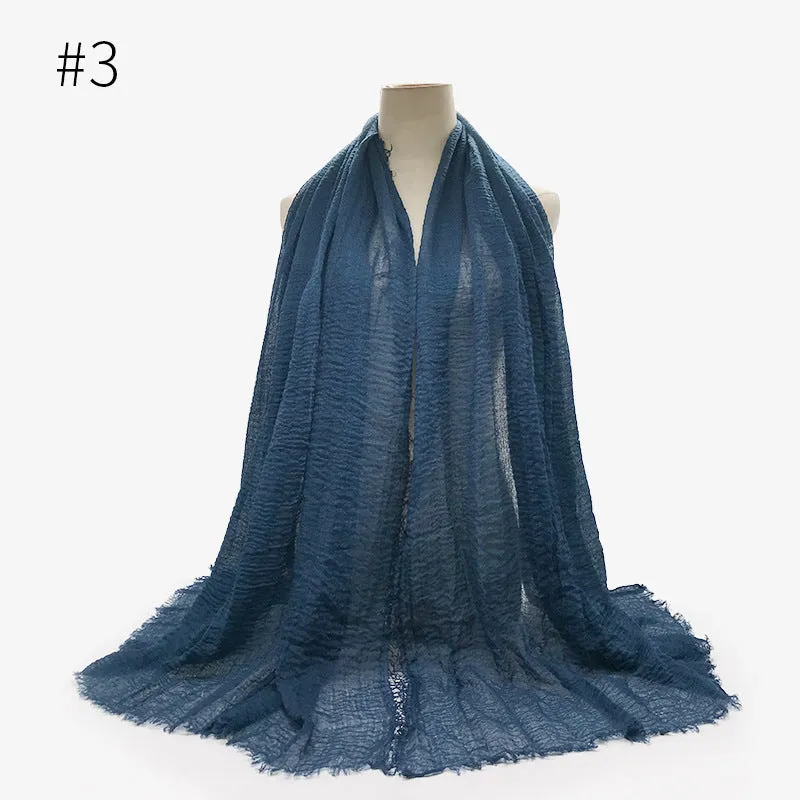 Soft Cotton Scarf with Fringes for Women – Solid Hijab, Stylish Pashmina Wrap, Popular Muffler Shawl for Everyday Wear.