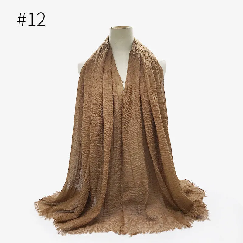 Soft Cotton Scarf with Fringes for Women – Solid Hijab, Stylish Pashmina Wrap, Popular Muffler Shawl for Everyday Wear.