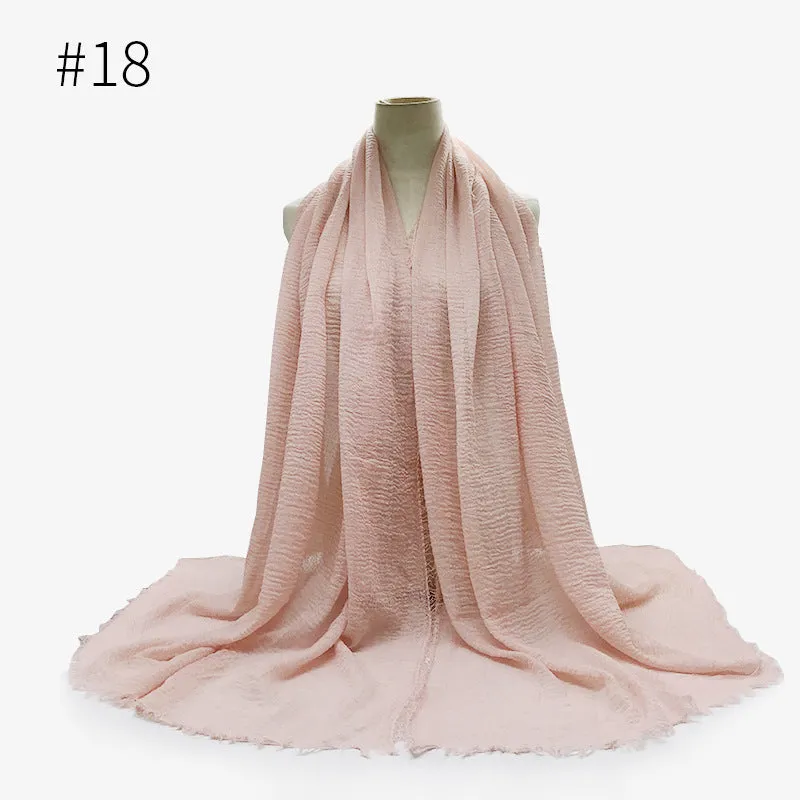 Soft Cotton Scarf with Fringes for Women – Solid Hijab, Stylish Pashmina Wrap, Popular Muffler Shawl for Everyday Wear.