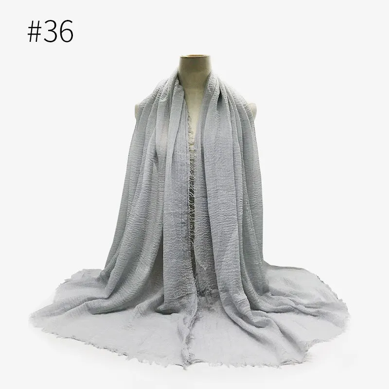 Soft Cotton Scarf with Fringes for Women – Solid Hijab, Stylish Pashmina Wrap, Popular Muffler Shawl for Everyday Wear.