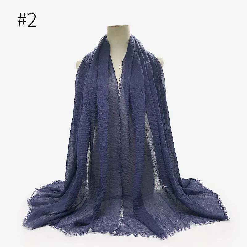Soft Cotton Scarf with Fringes for Women – Solid Hijab, Stylish Pashmina Wrap, Popular Muffler Shawl for Everyday Wear.