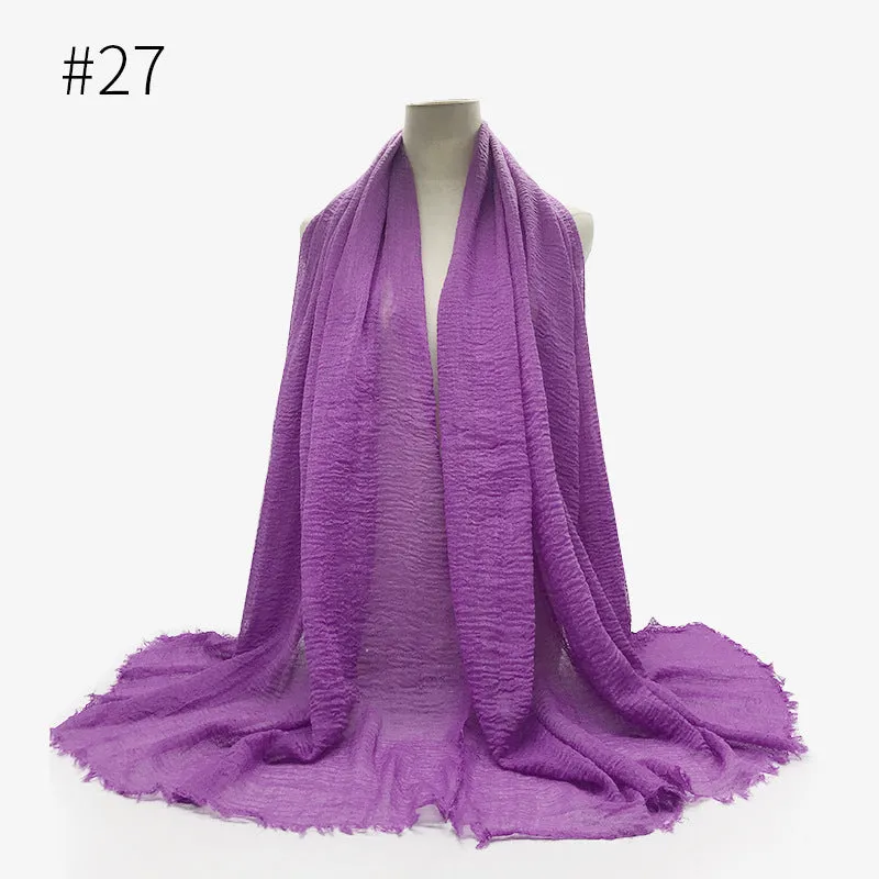 Soft Cotton Scarf with Fringes for Women – Solid Hijab, Stylish Pashmina Wrap, Popular Muffler Shawl for Everyday Wear.