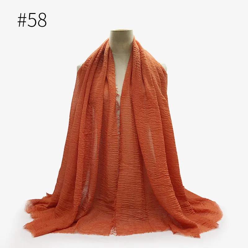Soft Cotton Scarf with Fringes for Women – Solid Hijab, Stylish Pashmina Wrap, Popular Muffler Shawl for Everyday Wear.