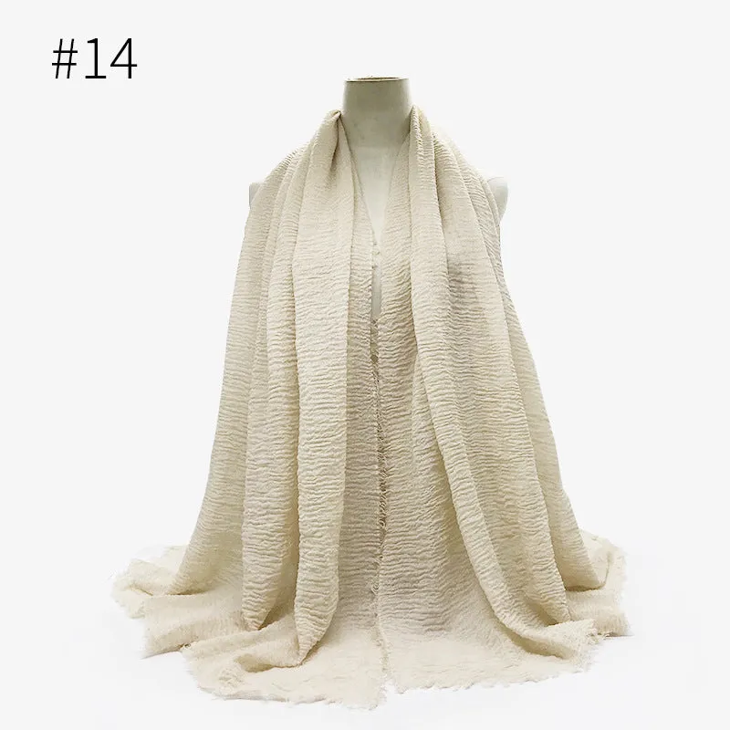 Soft Cotton Scarf with Fringes for Women – Solid Hijab, Stylish Pashmina Wrap, Popular Muffler Shawl for Everyday Wear.