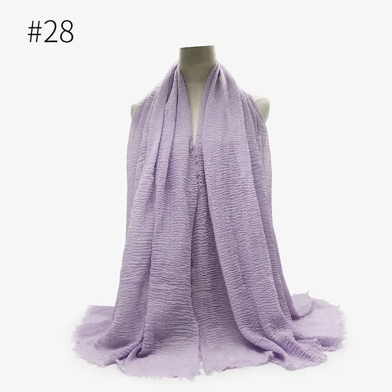 Soft Cotton Scarf with Fringes for Women – Solid Hijab, Stylish Pashmina Wrap, Popular Muffler Shawl for Everyday Wear.
