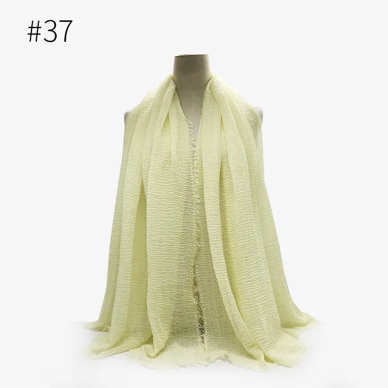 Soft Cotton Scarf with Fringes for Women – Solid Hijab, Stylish Pashmina Wrap, Popular Muffler Shawl for Everyday Wear.