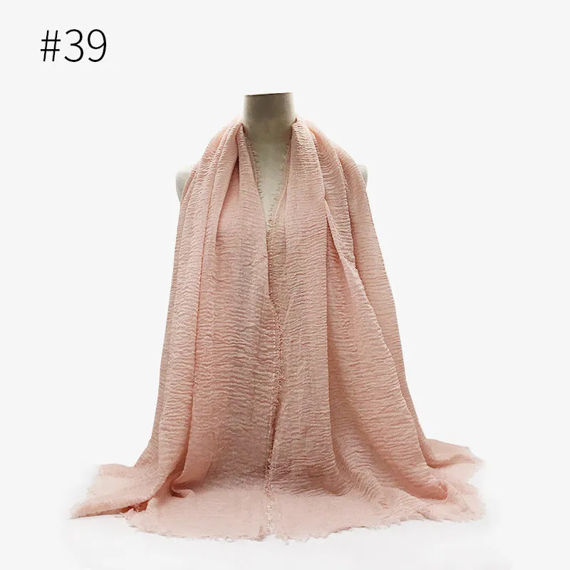 Soft Cotton Scarf with Fringes for Women – Solid Hijab, Stylish Pashmina Wrap, Popular Muffler Shawl for Everyday Wear.