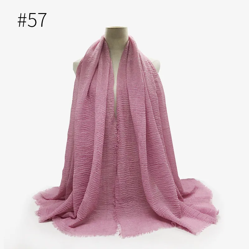 Soft Cotton Scarf with Fringes for Women – Solid Hijab, Stylish Pashmina Wrap, Popular Muffler Shawl for Everyday Wear.