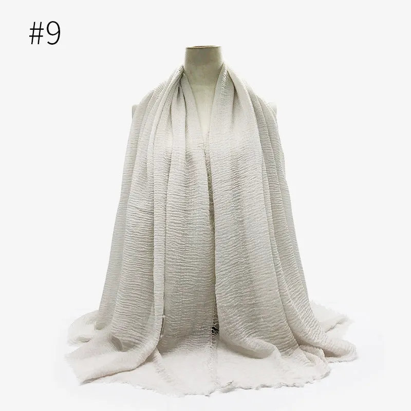 Soft Cotton Scarf with Fringes for Women – Solid Hijab, Stylish Pashmina Wrap, Popular Muffler Shawl for Everyday Wear.