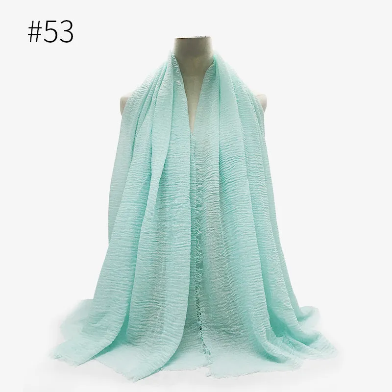 Soft Cotton Scarf with Fringes for Women – Solid Hijab, Stylish Pashmina Wrap, Popular Muffler Shawl for Everyday Wear.