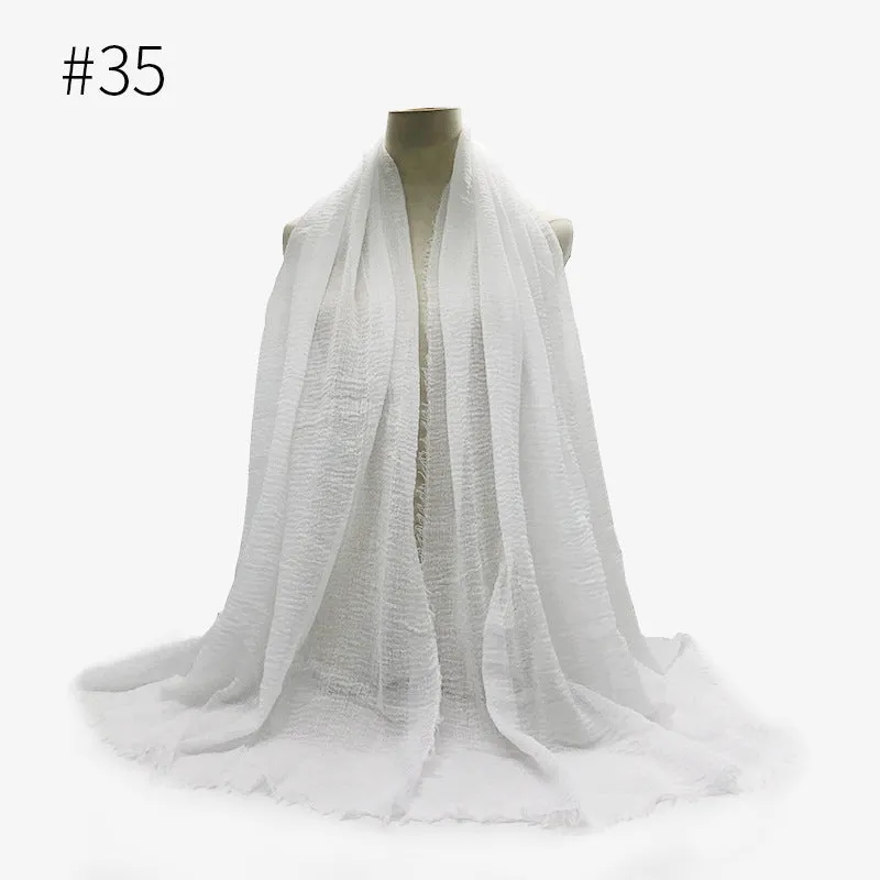 Soft Cotton Scarf with Fringes for Women – Solid Hijab, Stylish Pashmina Wrap, Popular Muffler Shawl for Everyday Wear.