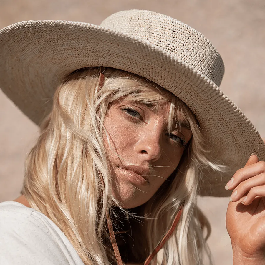 Straw Boater Hat - Sustainable Hat, Handmade, 100% Ecuadorian Toquilla Straw