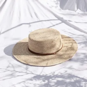 Straw Boater Hat - Sustainable Hat, Handmade, 100% Ecuadorian Toquilla Straw