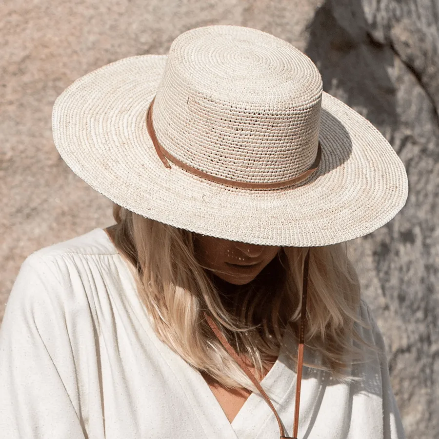 Straw Boater Hat - Sustainable Hat, Handmade, 100% Ecuadorian Toquilla Straw