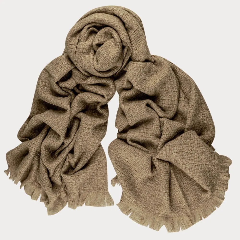 Super Luxe Shale Green Basket Weave Cashmere Shawl