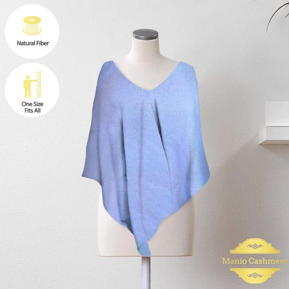 Velanio Cashmere Cashmere Knitted Poncho 100% Mongolian Cashmere Dress Topper for Women Wrap [Gift Box]