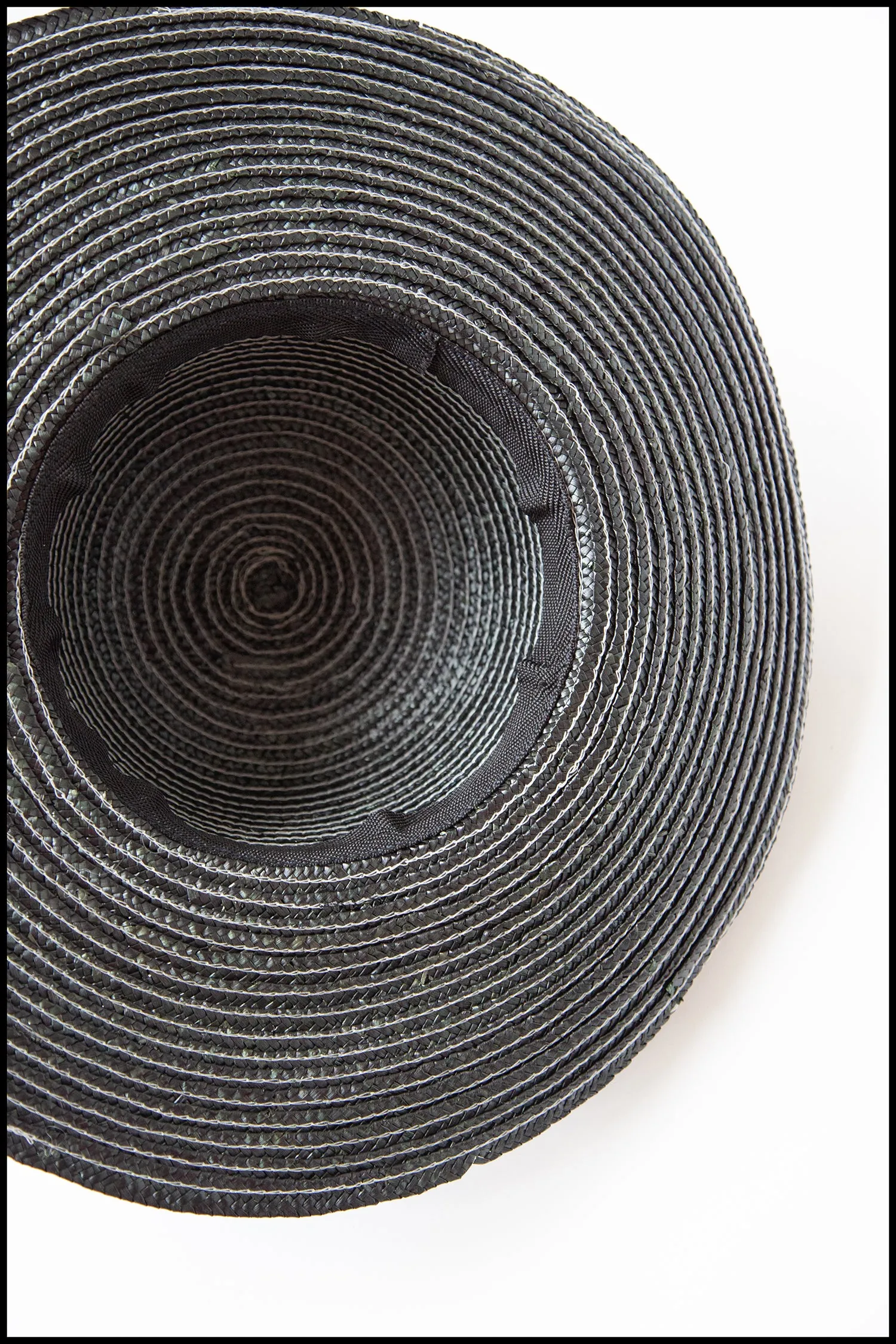 Vintage 1980s Black Straw Wide Brim Hat