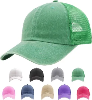 Vintage Washed Snapback Baseball Hat for Men Women, Unstructured Cotton Crown/Soft Mesh/Flexible Visor/Foldbale for Pocket