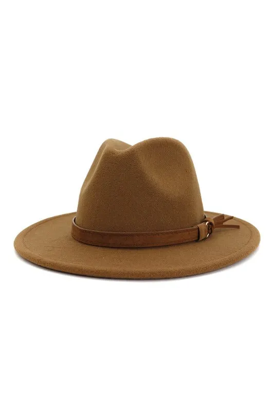 Wide Brim Fedora Hat with Buckle Detail