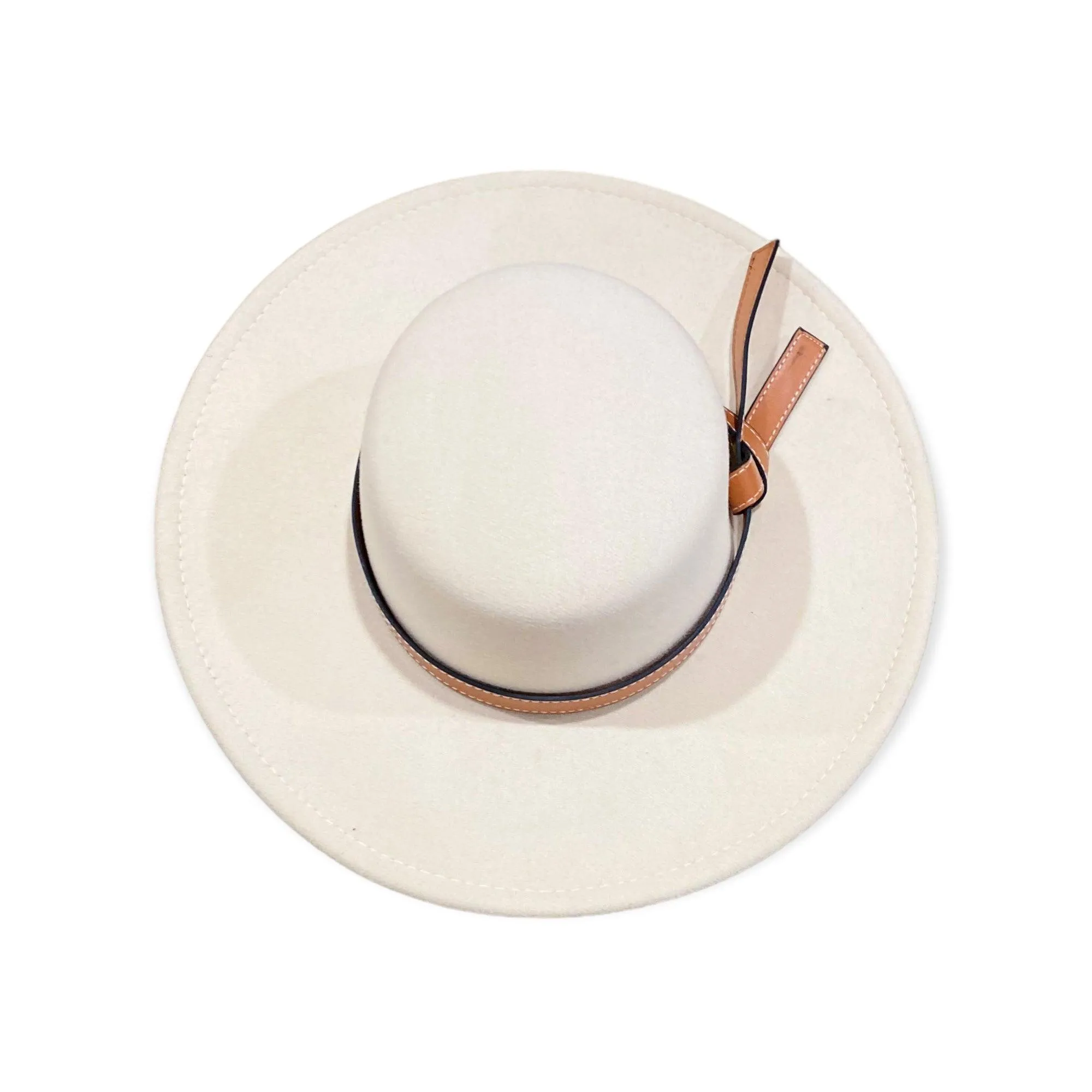 Wide Brim Flat Crown Fedora Hat