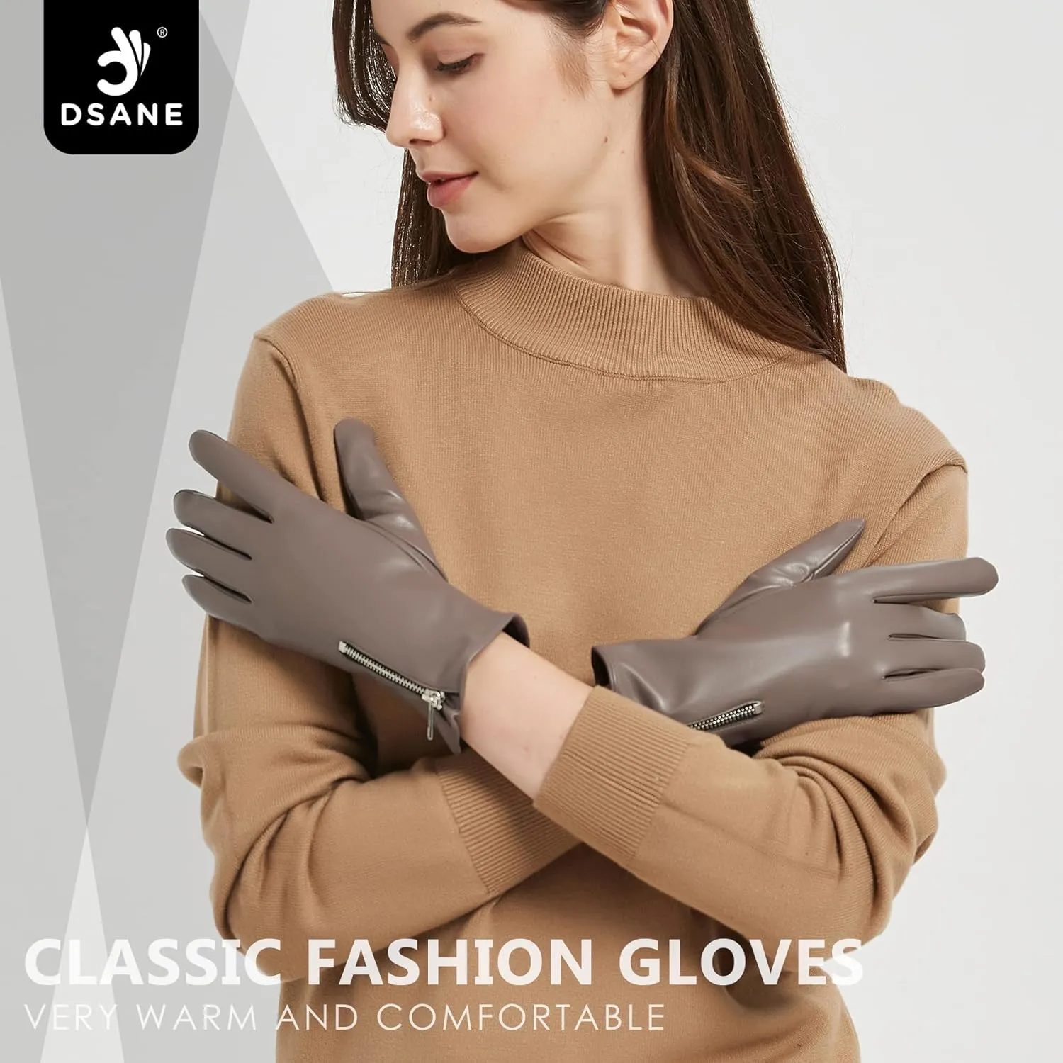Winter Leather Gloves for Women, Touchscreen Texting Warm Driving Gloves