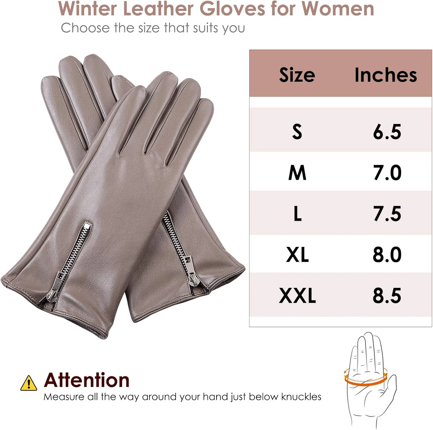 Winter Leather Gloves for Women, Touchscreen Texting Warm Driving Gloves