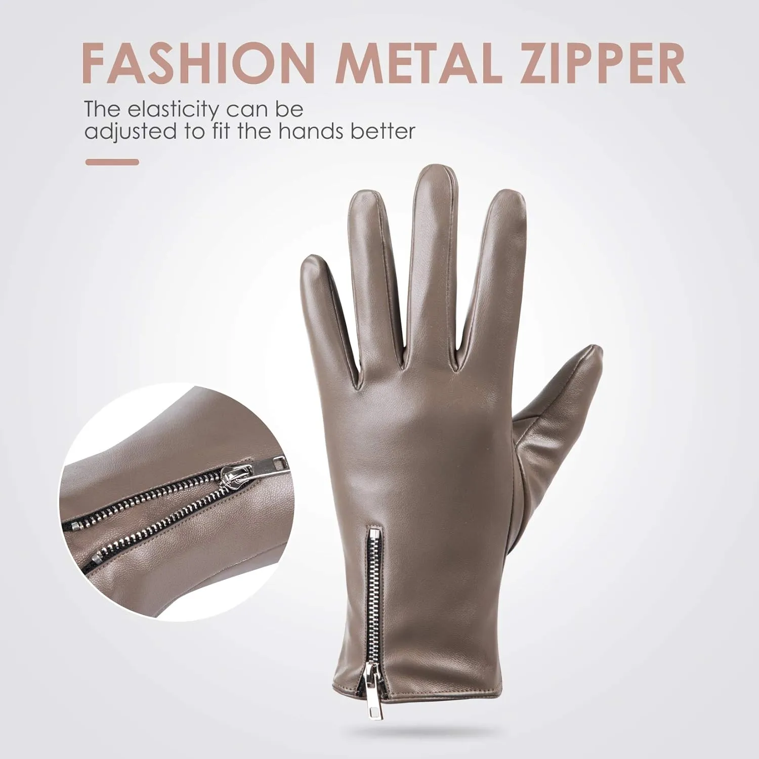 Winter Leather Gloves for Women, Touchscreen Texting Warm Driving Gloves