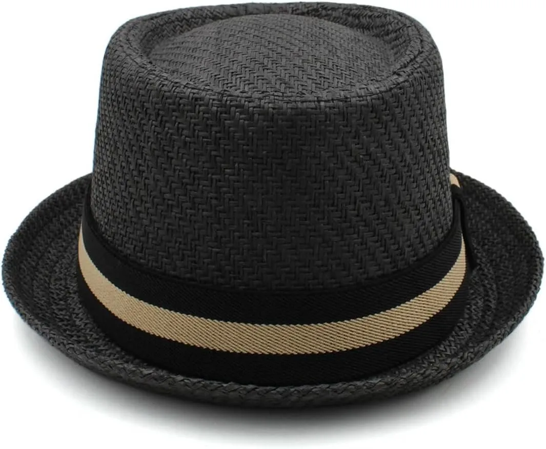 Wjnvfioo Men Classical Straw Fedora Sunhats Trilby Caps Summer Boater Beach Outdoor Travel Party Hat