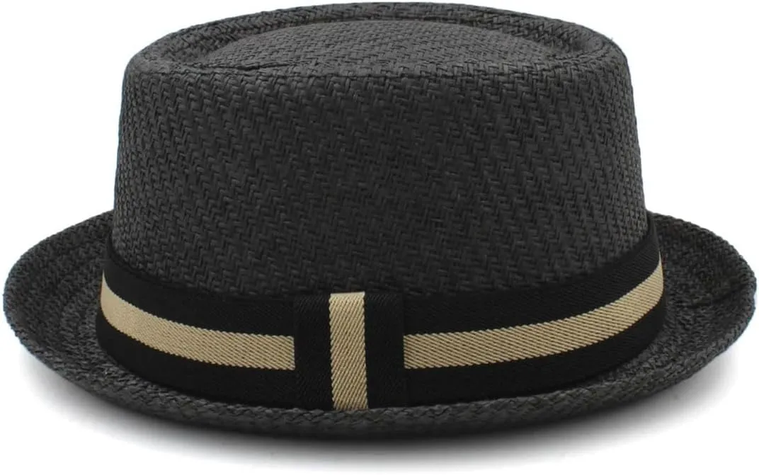 Wjnvfioo Men Classical Straw Fedora Sunhats Trilby Caps Summer Boater Beach Outdoor Travel Party Hat