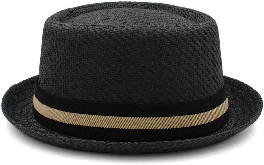 Wjnvfioo Men Classical Straw Fedora Sunhats Trilby Caps Summer Boater Beach Outdoor Travel Party Hat