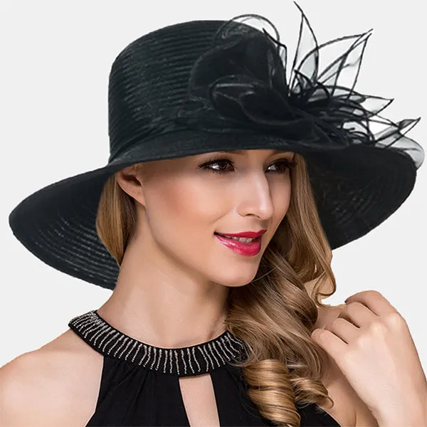 Women Church Dress Wide Brim Hat S052