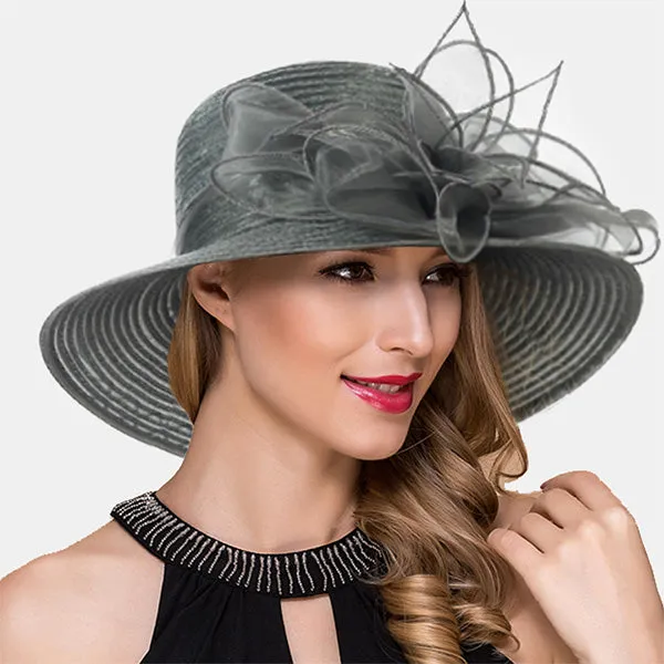 Women Church Dress Wide Brim Hat S052