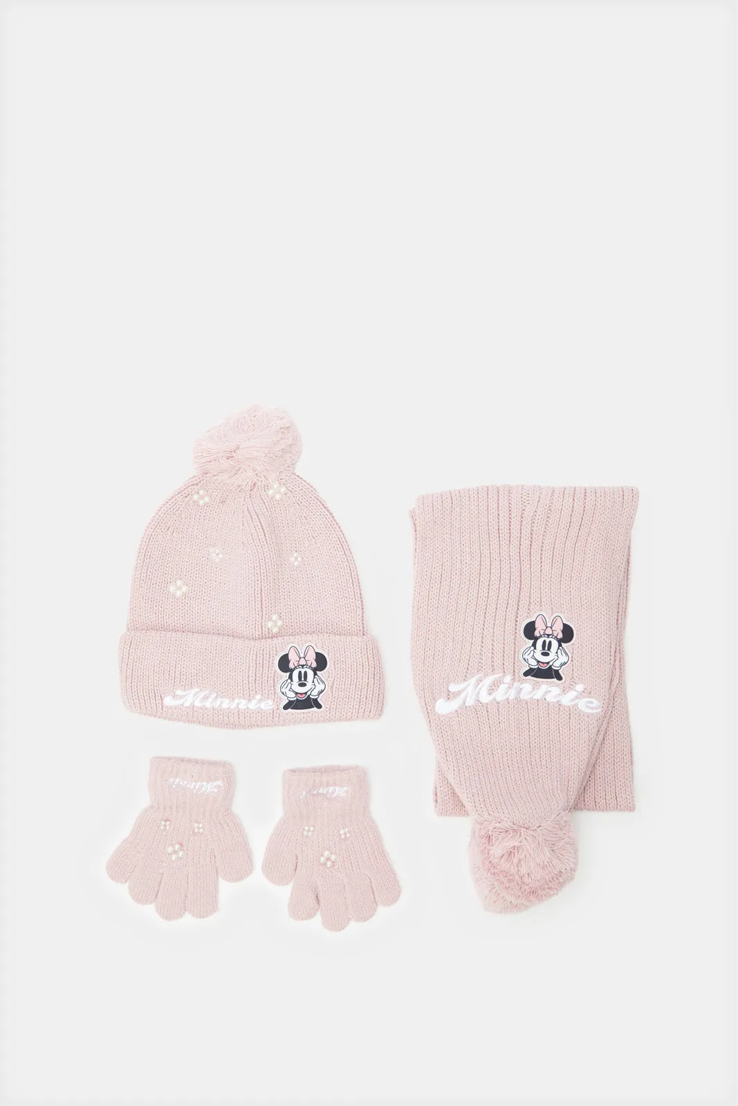 Women Pink Minnie Mouse Knitted Set (3 Piece)
